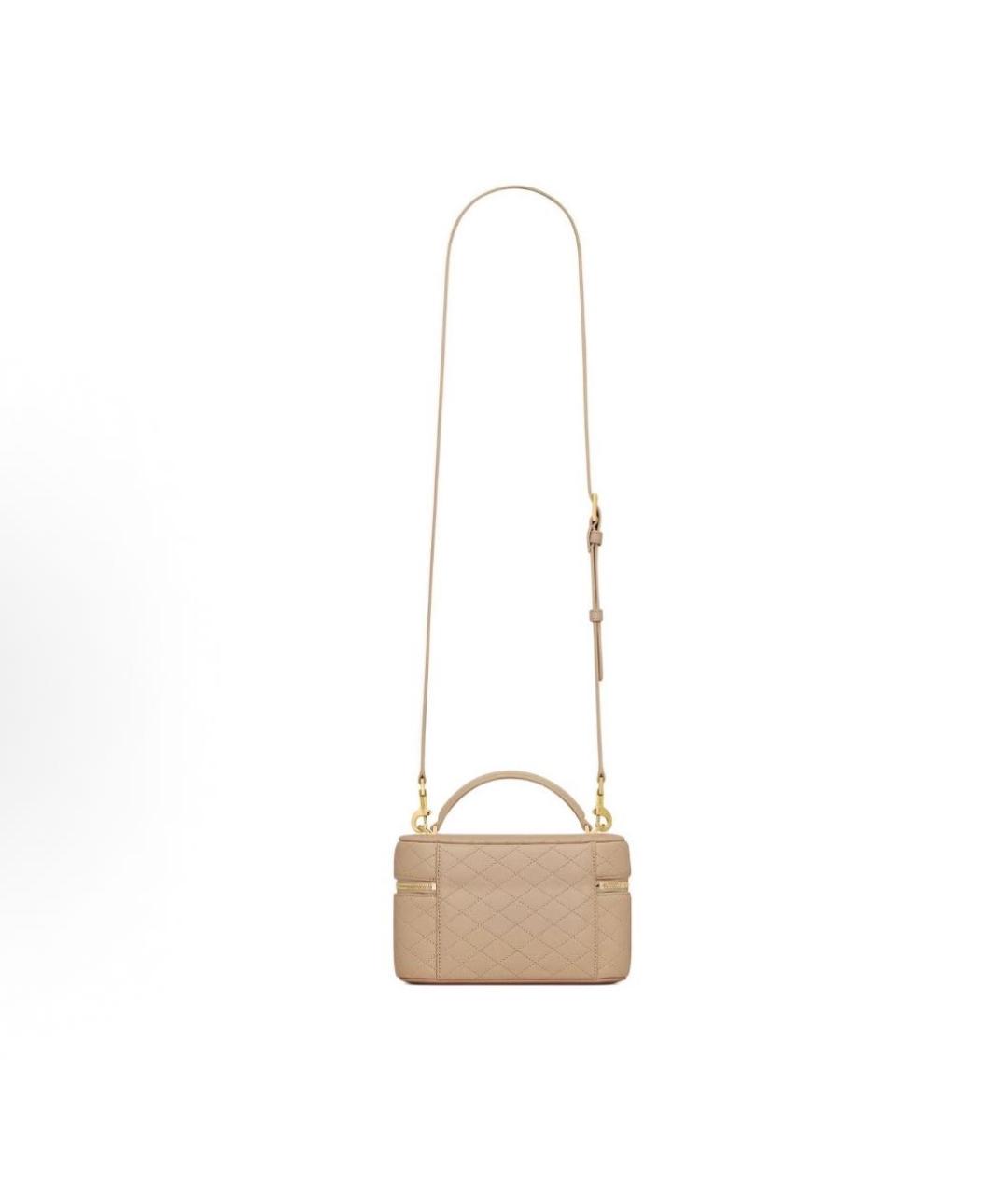 SAINT LAURENT Бежевая кожаная сумка через плечо, фото 3