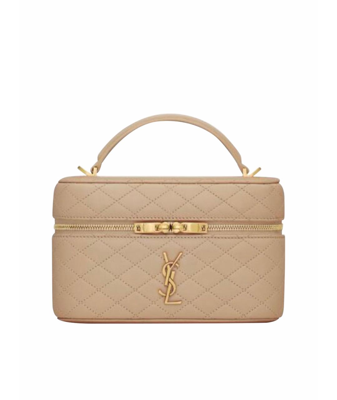 SAINT LAURENT Бежевая кожаная сумка через плечо, фото 1