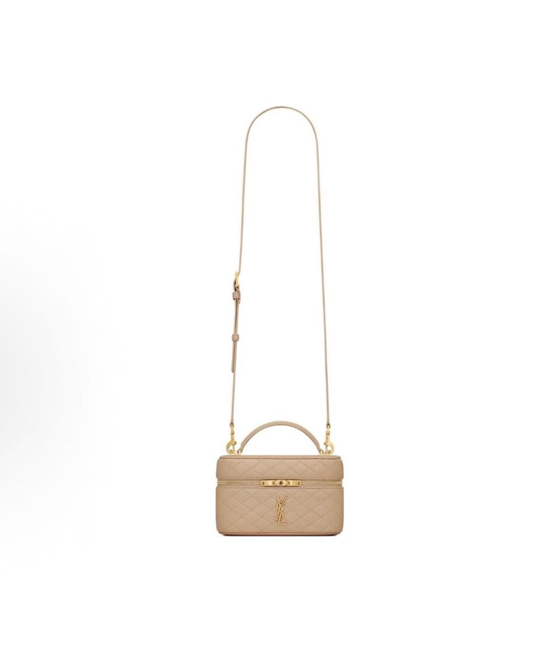 SAINT LAURENT Бежевая кожаная сумка через плечо, фото 2
