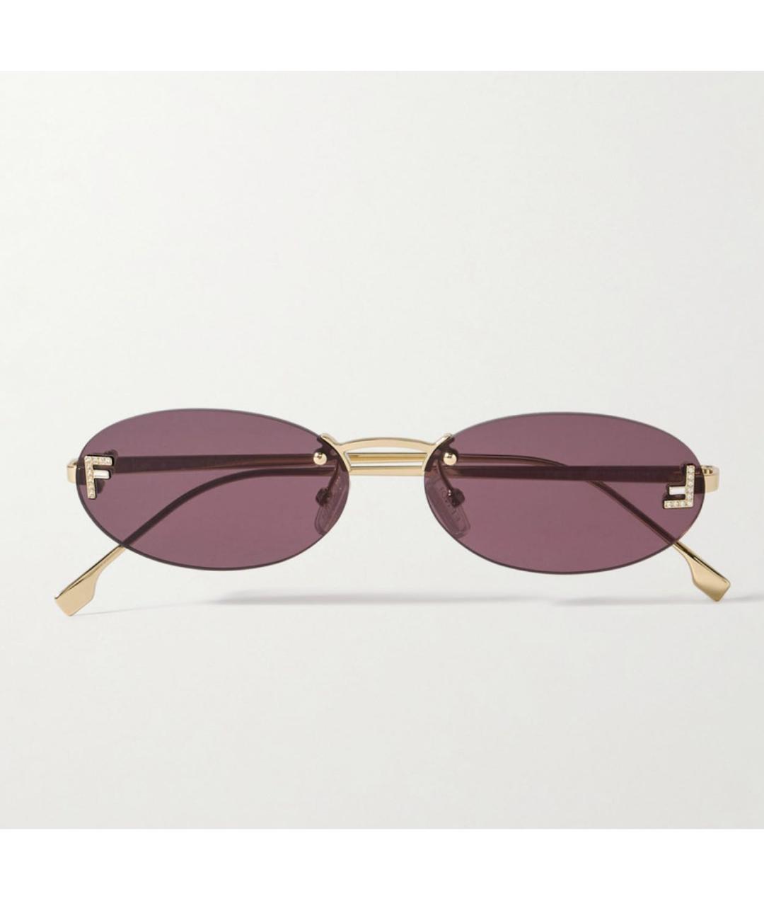 FENDI Бордовые металлические солнцезащитные очки, фото 5