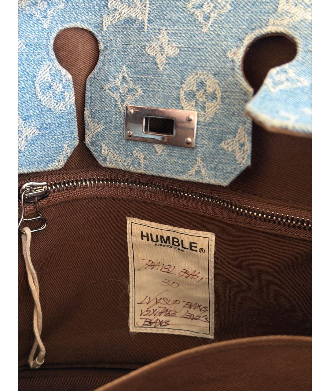 LOUIS VUITTON Голубая деним сумка с короткими ручками, фото 5