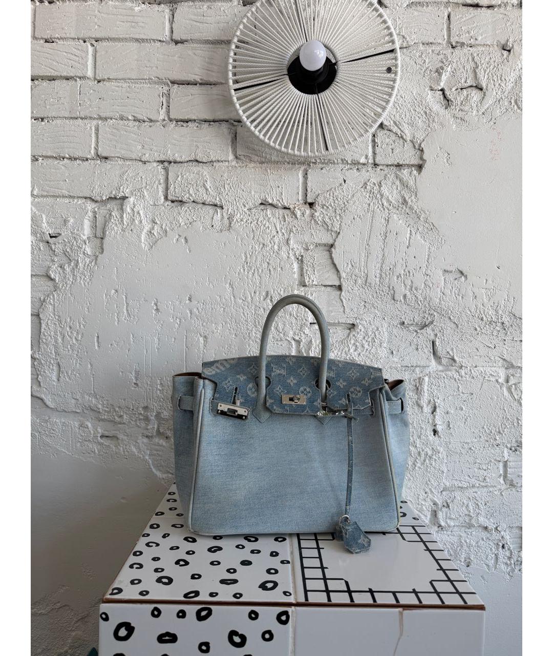 LOUIS VUITTON Голубая деним сумка с короткими ручками, фото 2