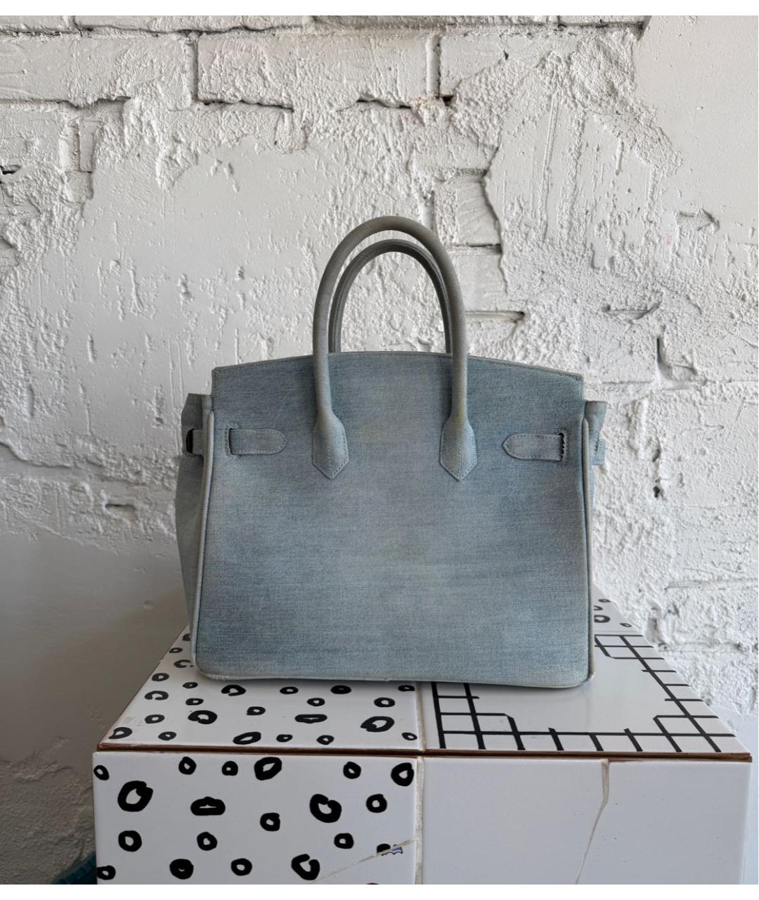 LOUIS VUITTON Голубая деним сумка с короткими ручками, фото 3