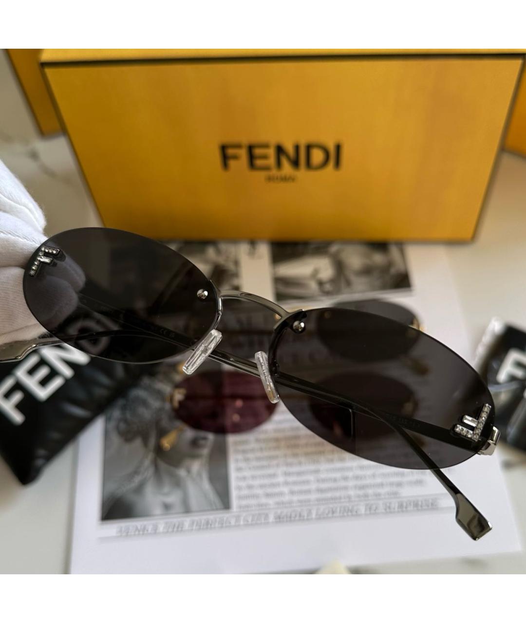 FENDI Серые металлические солнцезащитные очки, фото 3