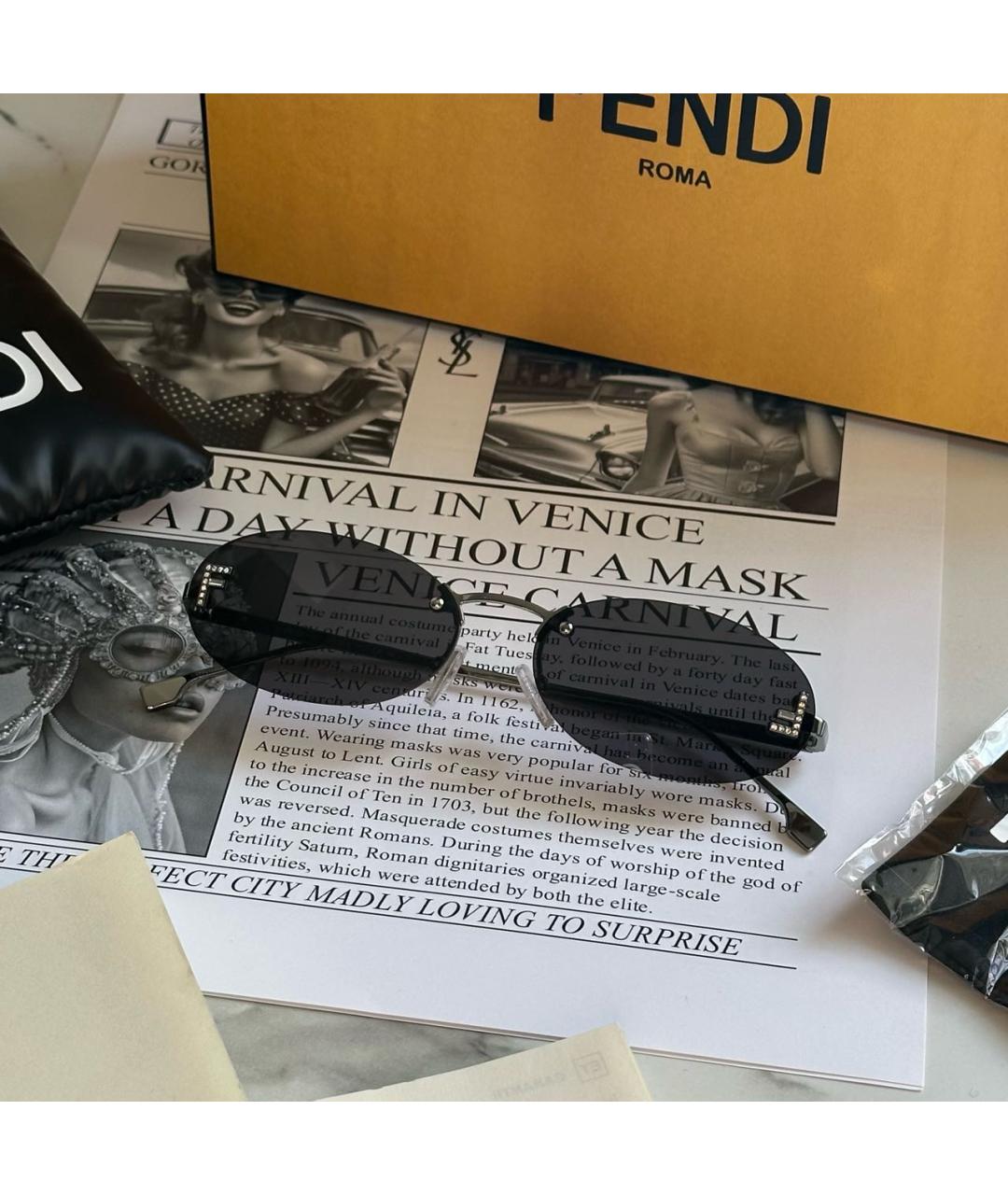FENDI Серые металлические солнцезащитные очки, фото 2