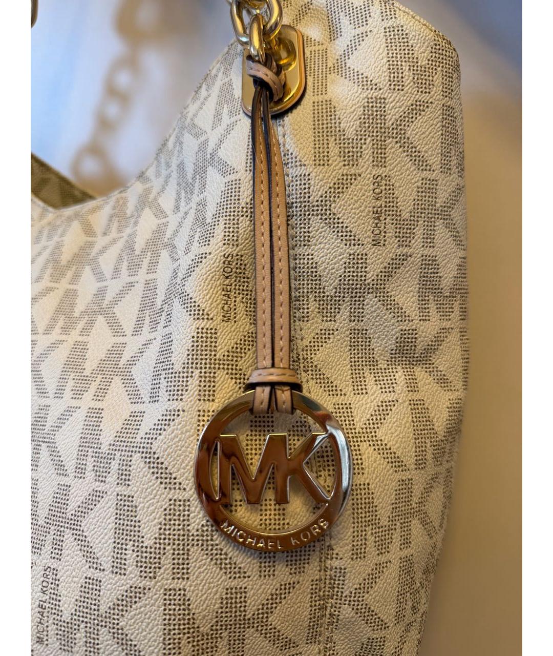 MICHAEL KORS Бежевая кожаная сумка с короткими ручками, фото 3