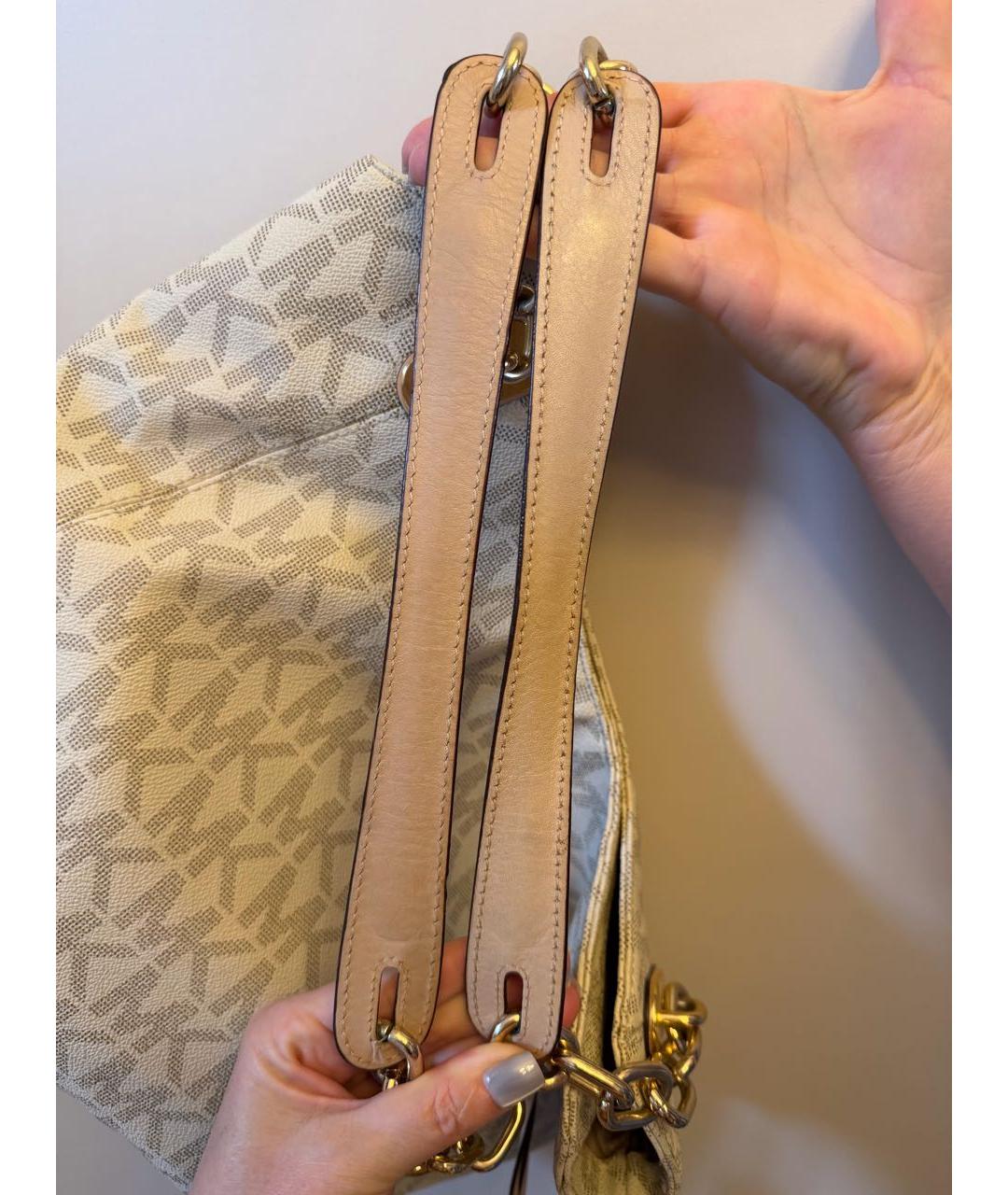 MICHAEL KORS Бежевая кожаная сумка с короткими ручками, фото 4