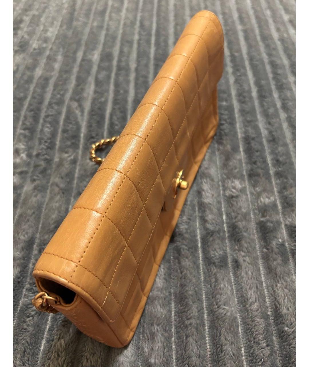 CHANEL Бежевая кожаная сумка через плечо, фото 5