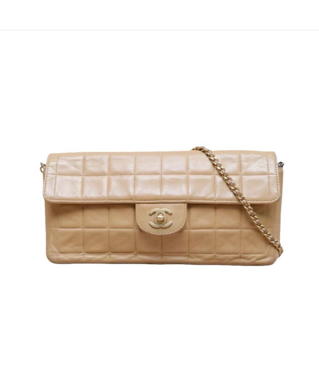 CHANEL Бежевая кожаная сумка через плечо, фото 9
