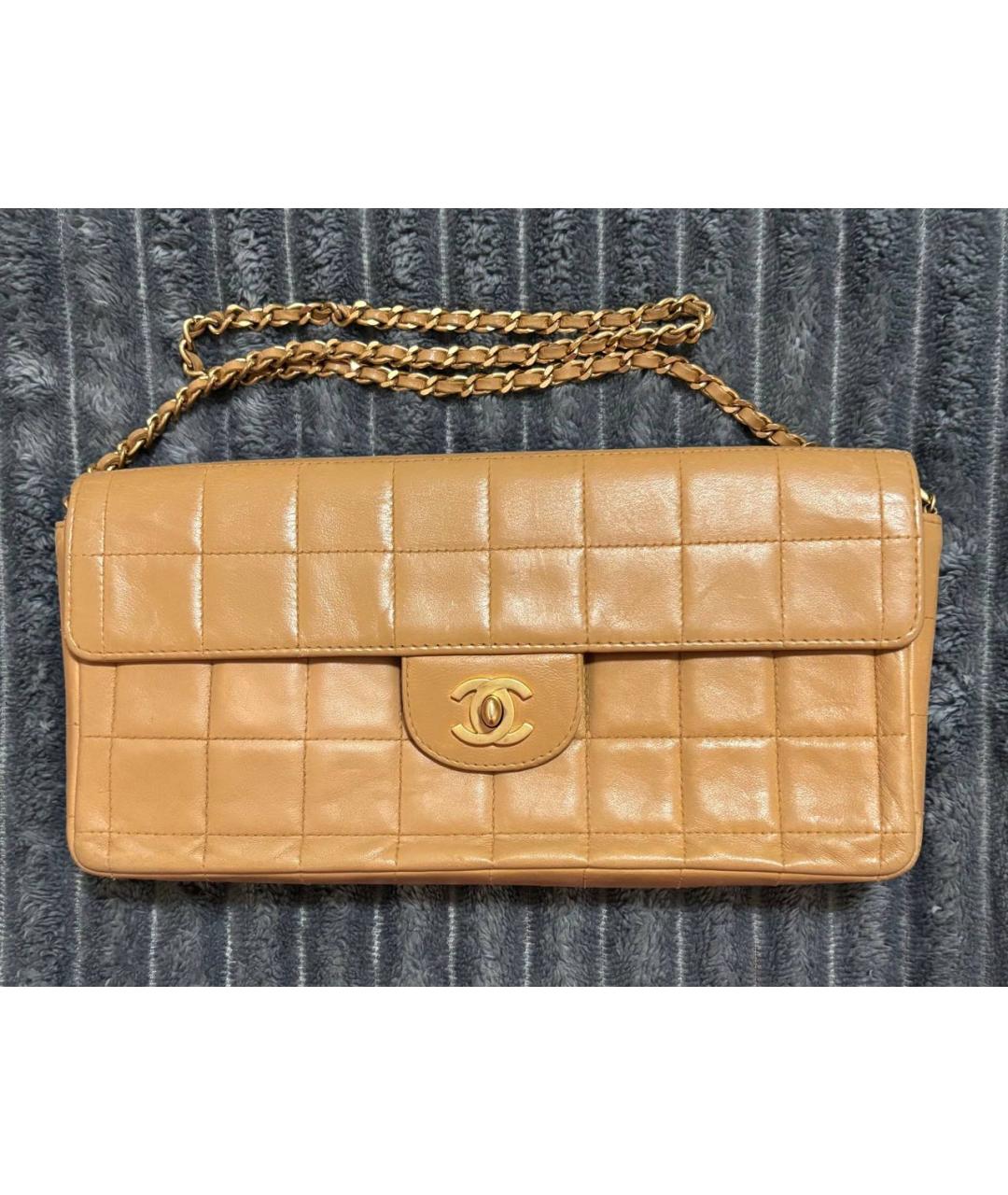 CHANEL Бежевая кожаная сумка через плечо, фото 2