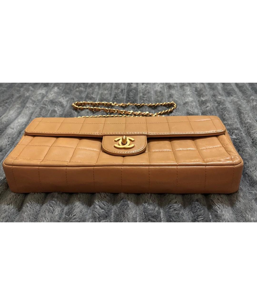 CHANEL Бежевая кожаная сумка через плечо, фото 4