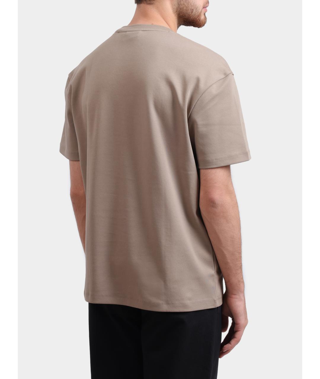 HUGO Бежевая хлопковая футболка, фото 5