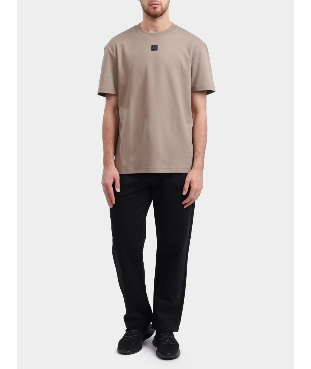 HUGO Бежевая хлопковая футболка, фото 2