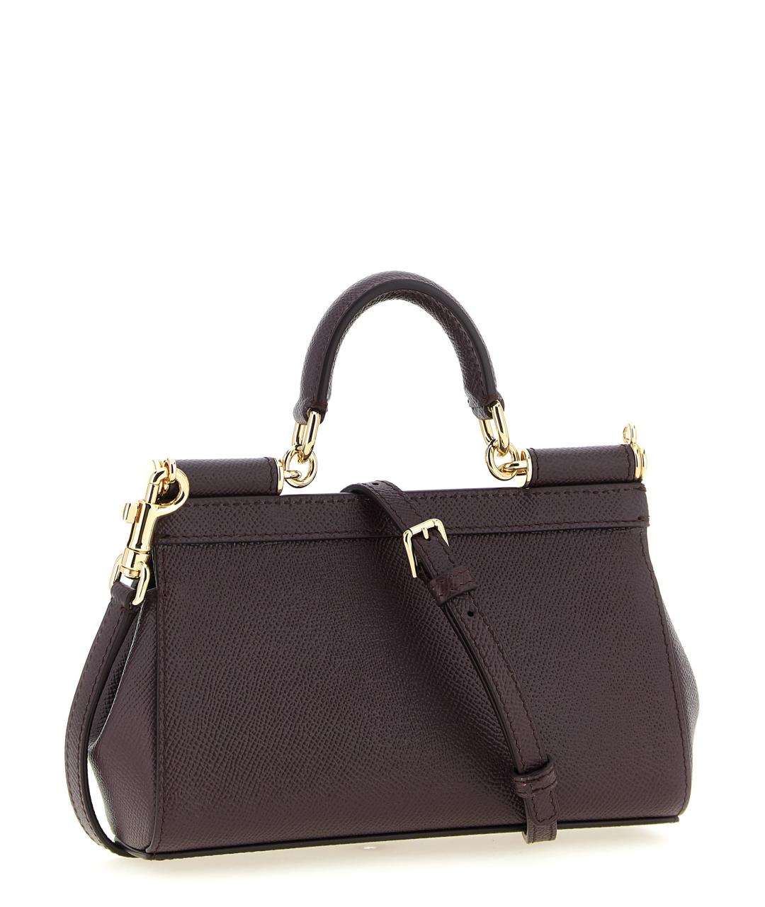 DOLCE&GABBANA Фиолетовая кожаная сумка тоут, фото 2