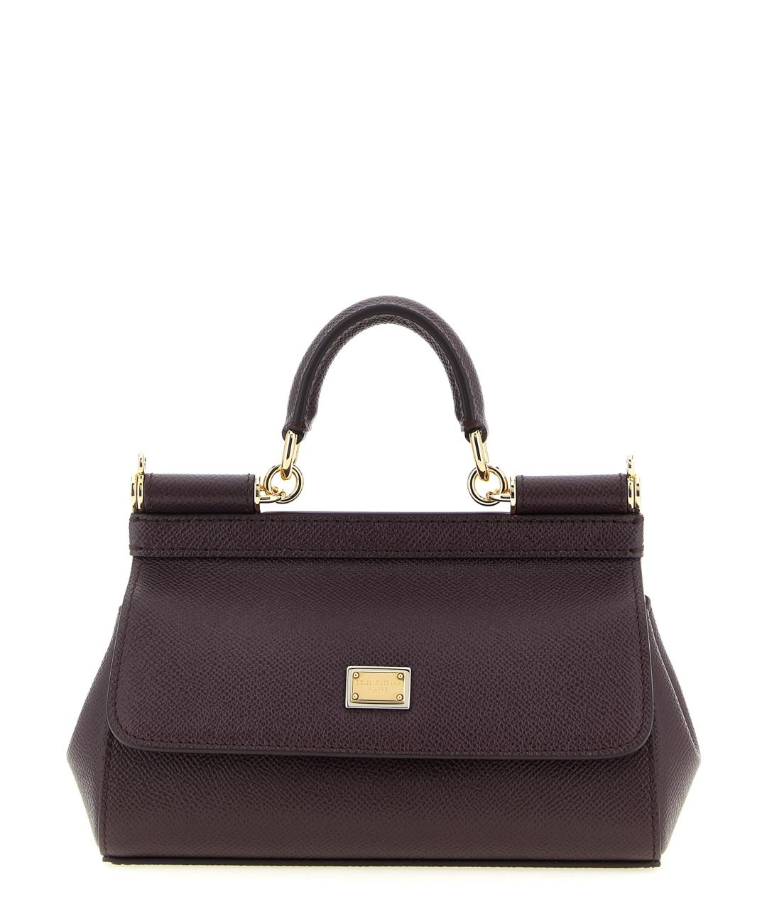 DOLCE&GABBANA Фиолетовая кожаная сумка тоут, фото 1