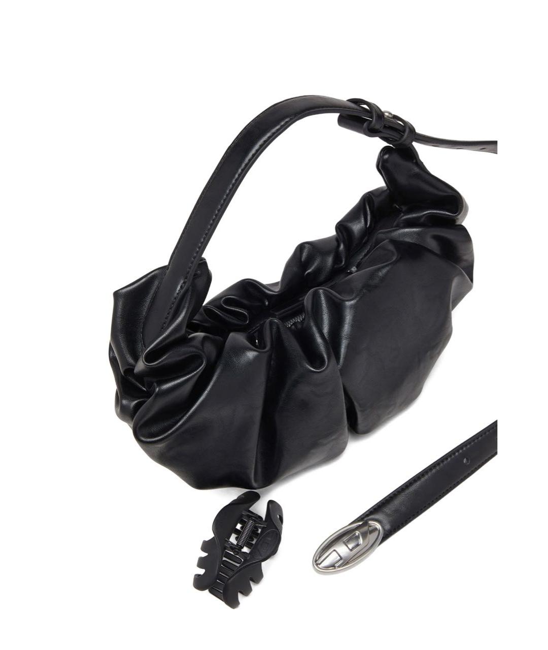 DIESEL Черная сумка с короткими ручками из искусственной кожи, фото 4