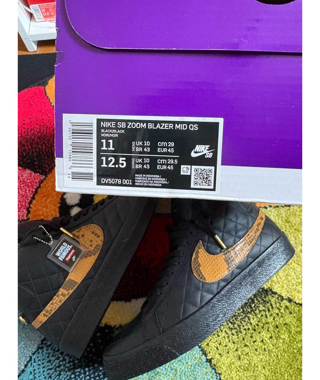 NIKE Черные кожаные высокие кроссовки / кеды, фото 6