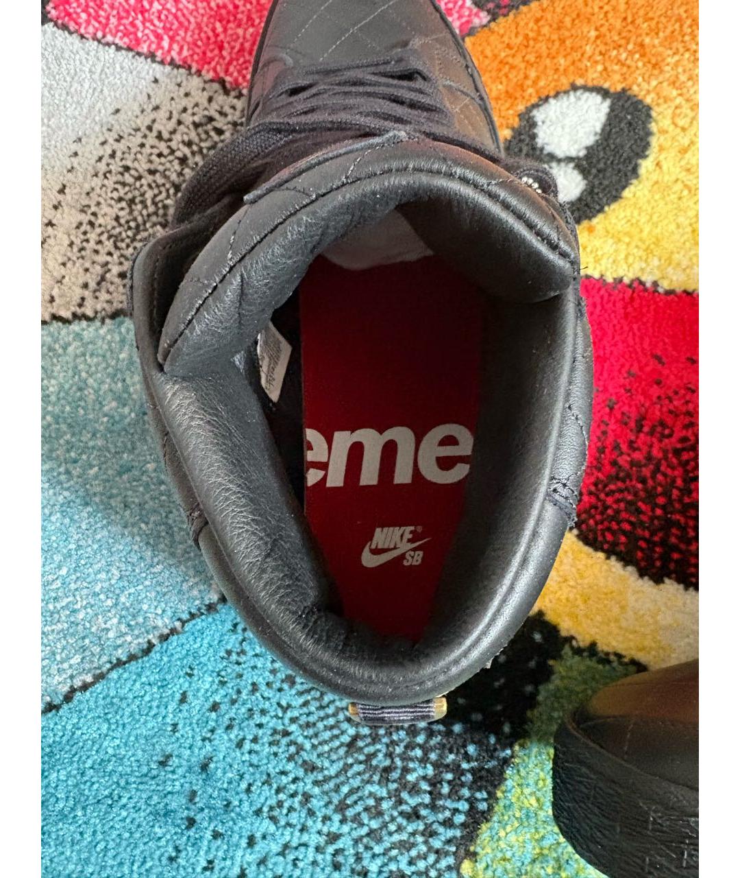 NIKE Черные кожаные высокие кроссовки / кеды, фото 3