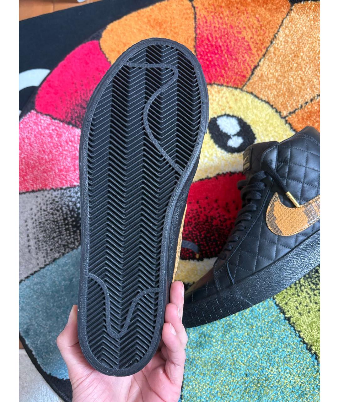 NIKE Черные кожаные высокие кроссовки / кеды, фото 2