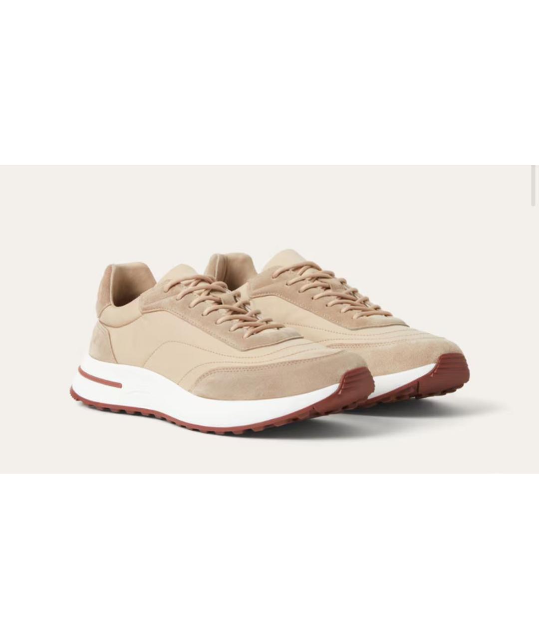 LORO PIANA Бежевые текстильные низкие кроссовки / кеды, фото 2