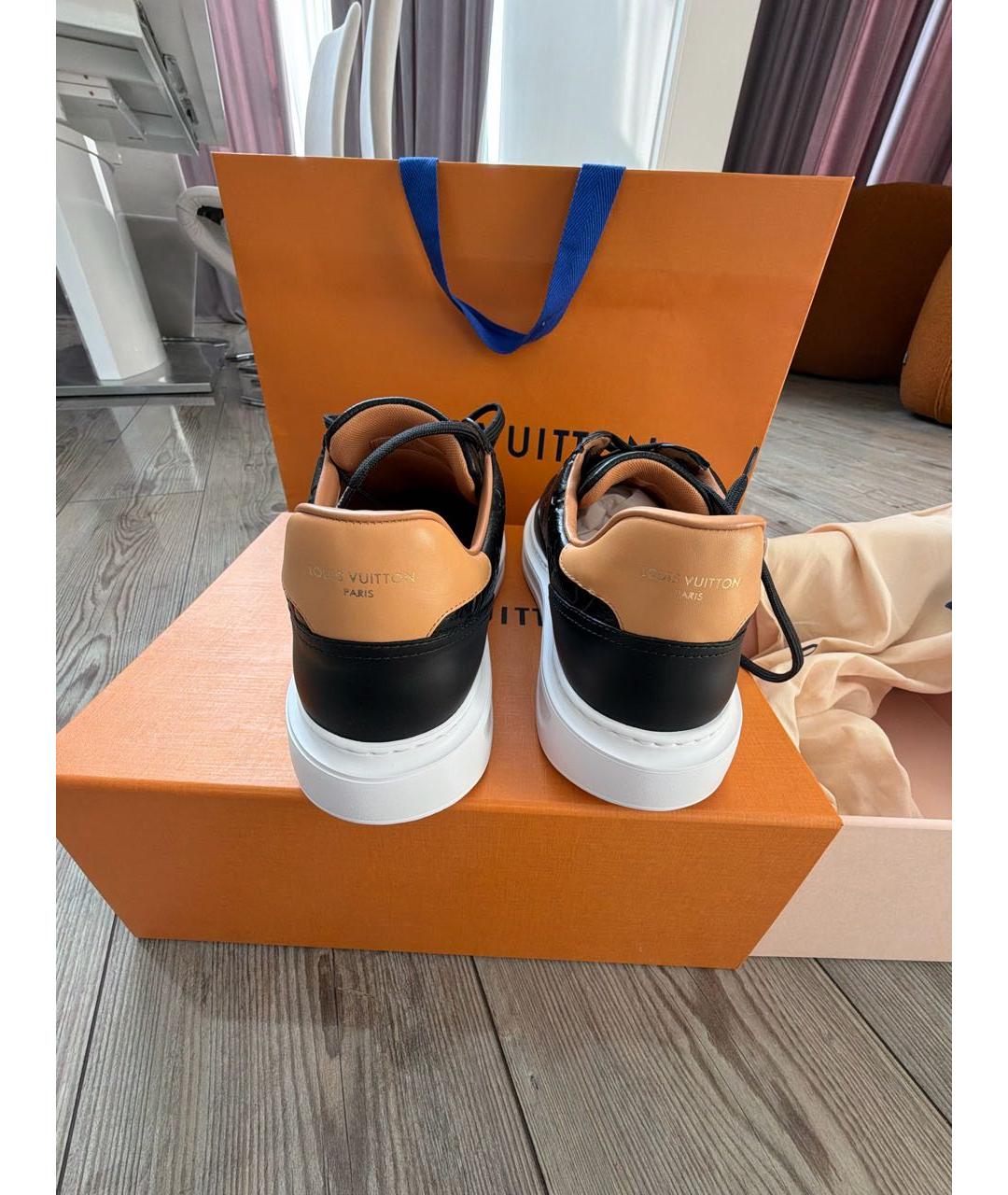 LOUIS VUITTON Черные кожаные низкие кроссовки / кеды, фото 4