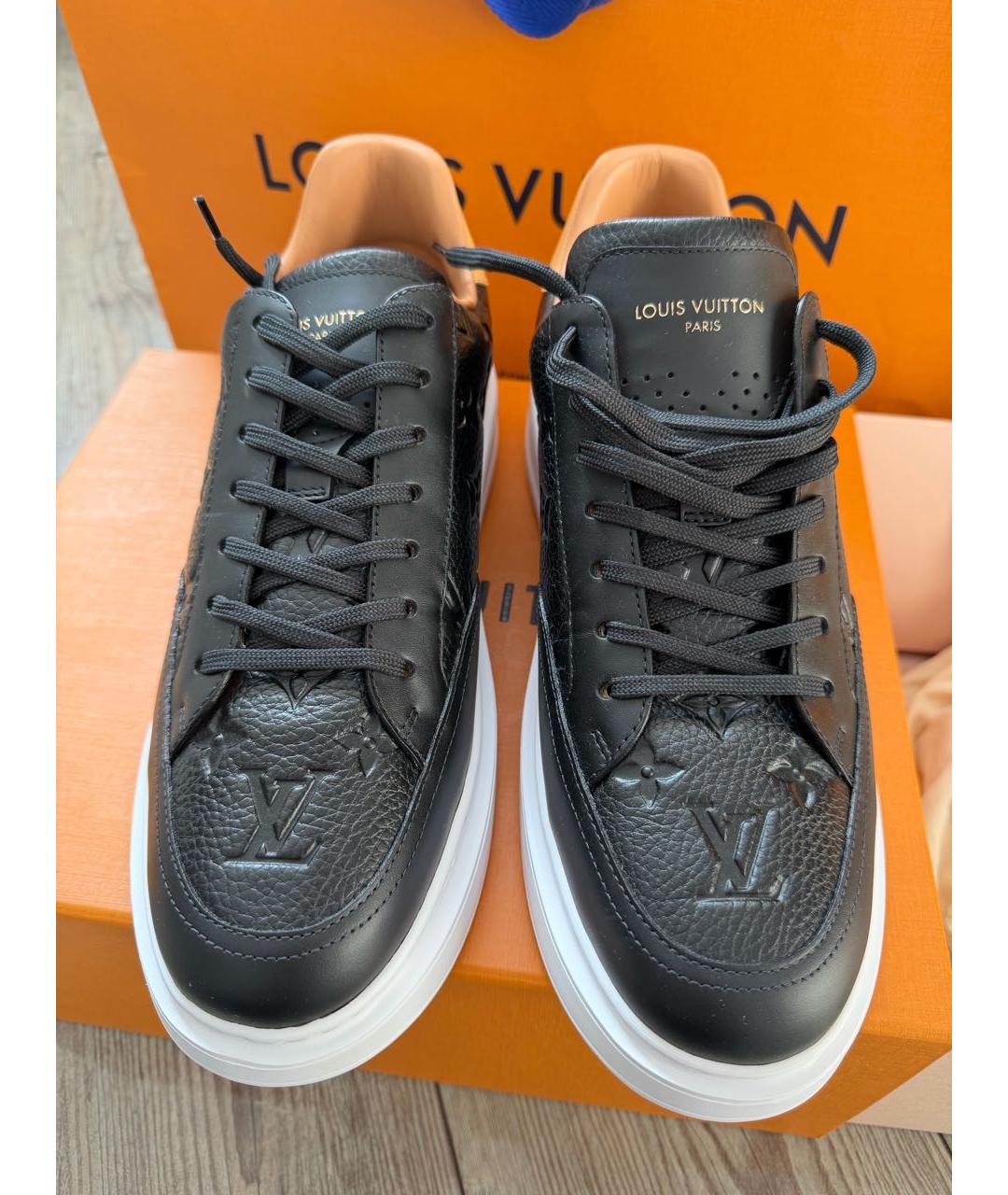 LOUIS VUITTON Черные кожаные низкие кроссовки / кеды, фото 2