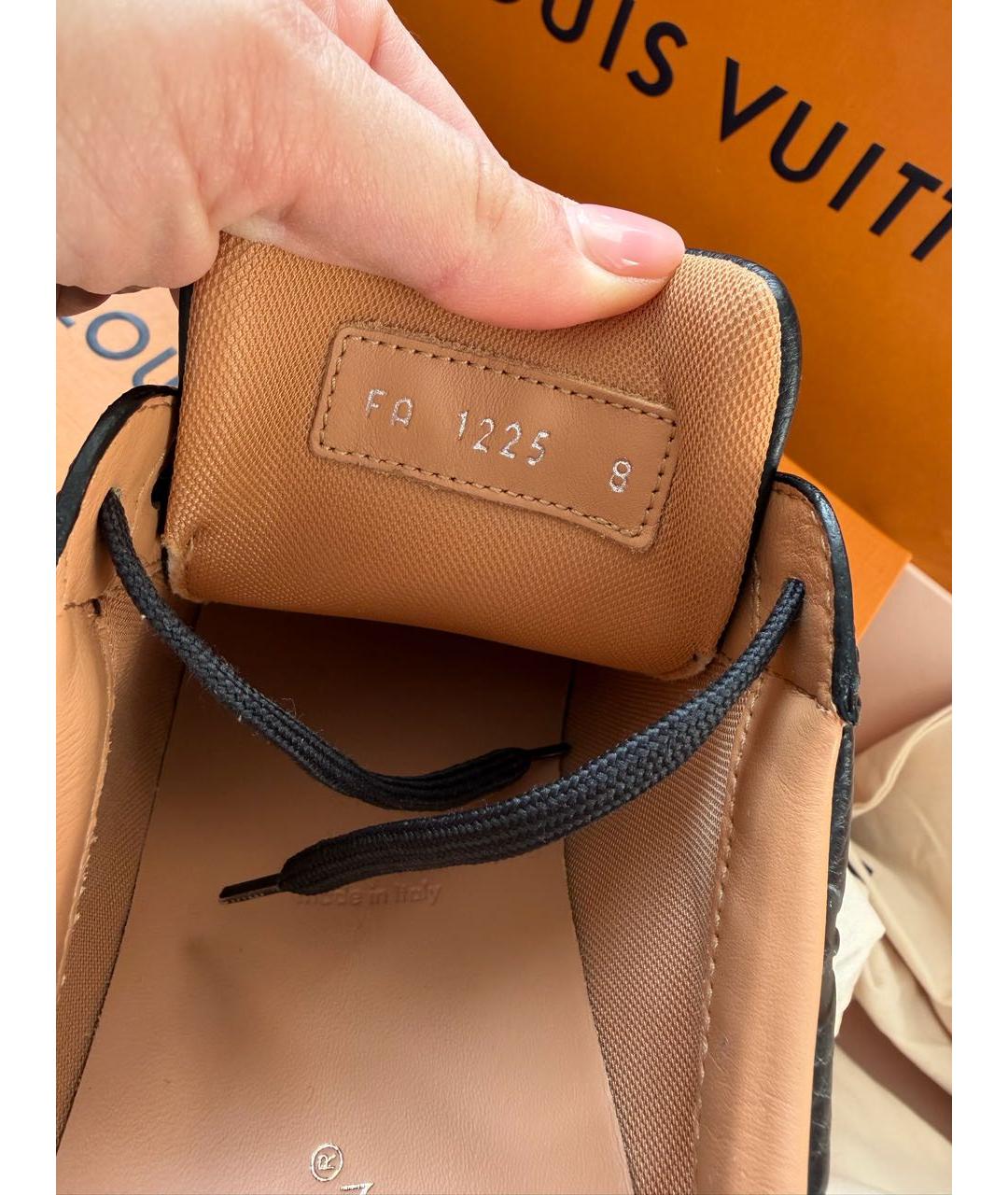 LOUIS VUITTON Черные кожаные низкие кроссовки / кеды, фото 5