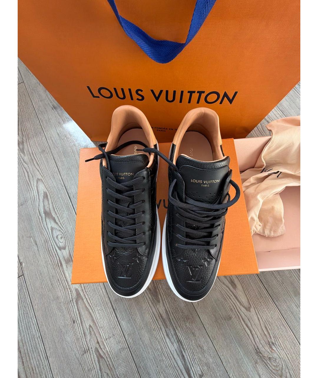 LOUIS VUITTON Черные кожаные низкие кроссовки / кеды, фото 3