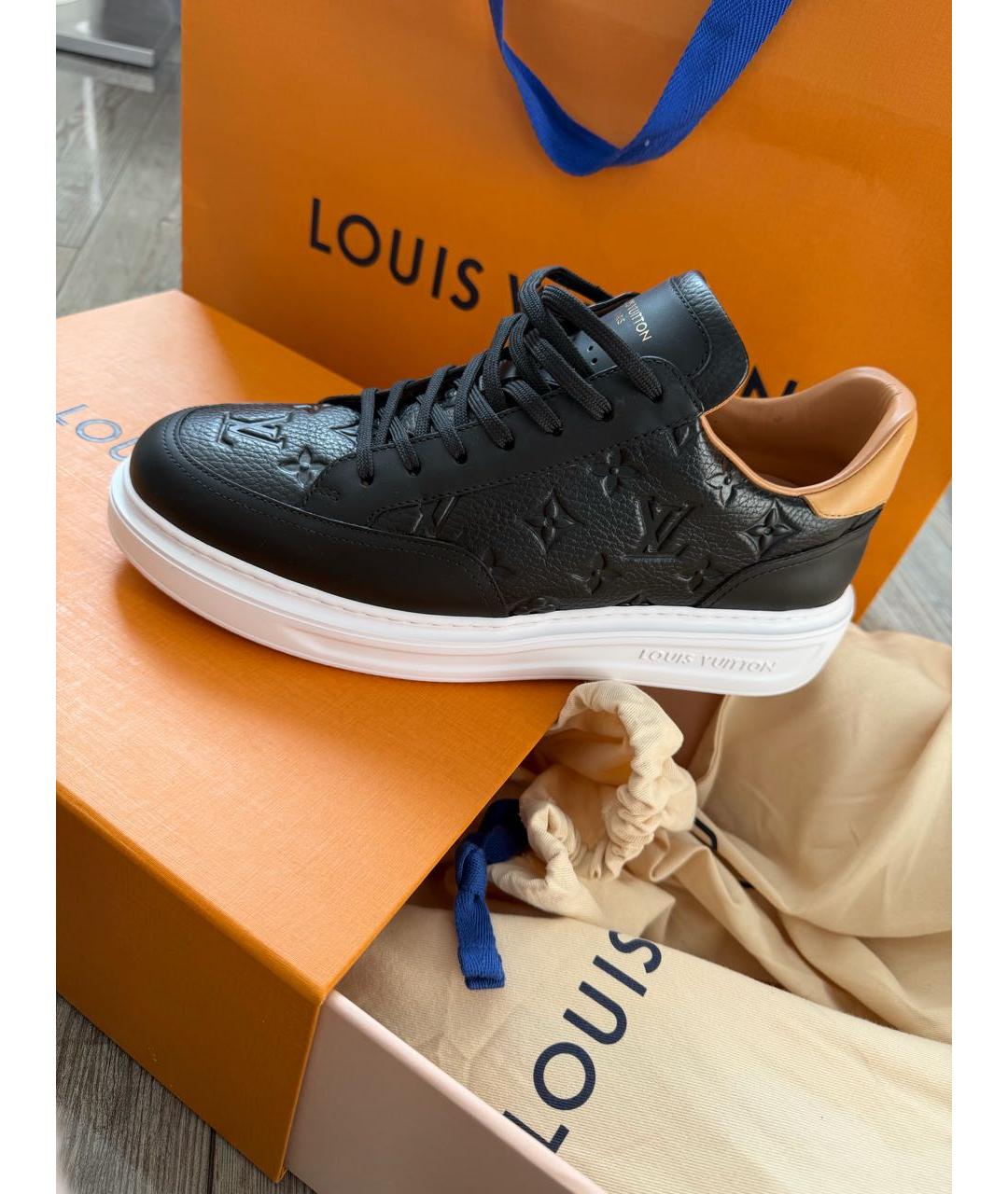 LOUIS VUITTON Черные кожаные низкие кроссовки / кеды, фото 8