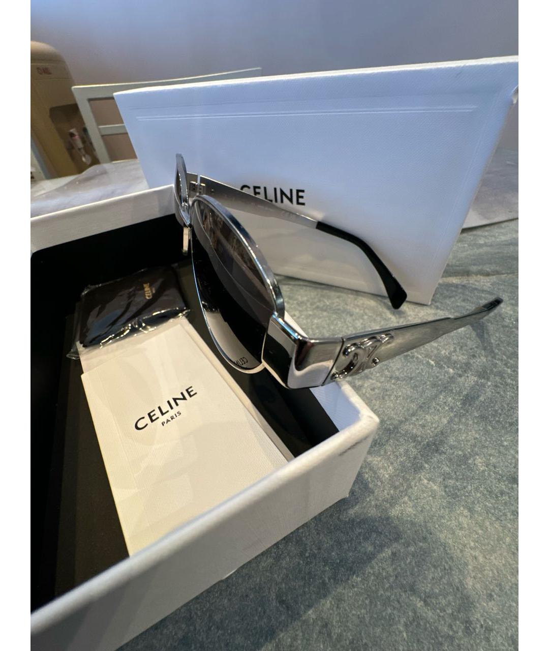 CELINE Серебряные металлические солнцезащитные очки, фото 2