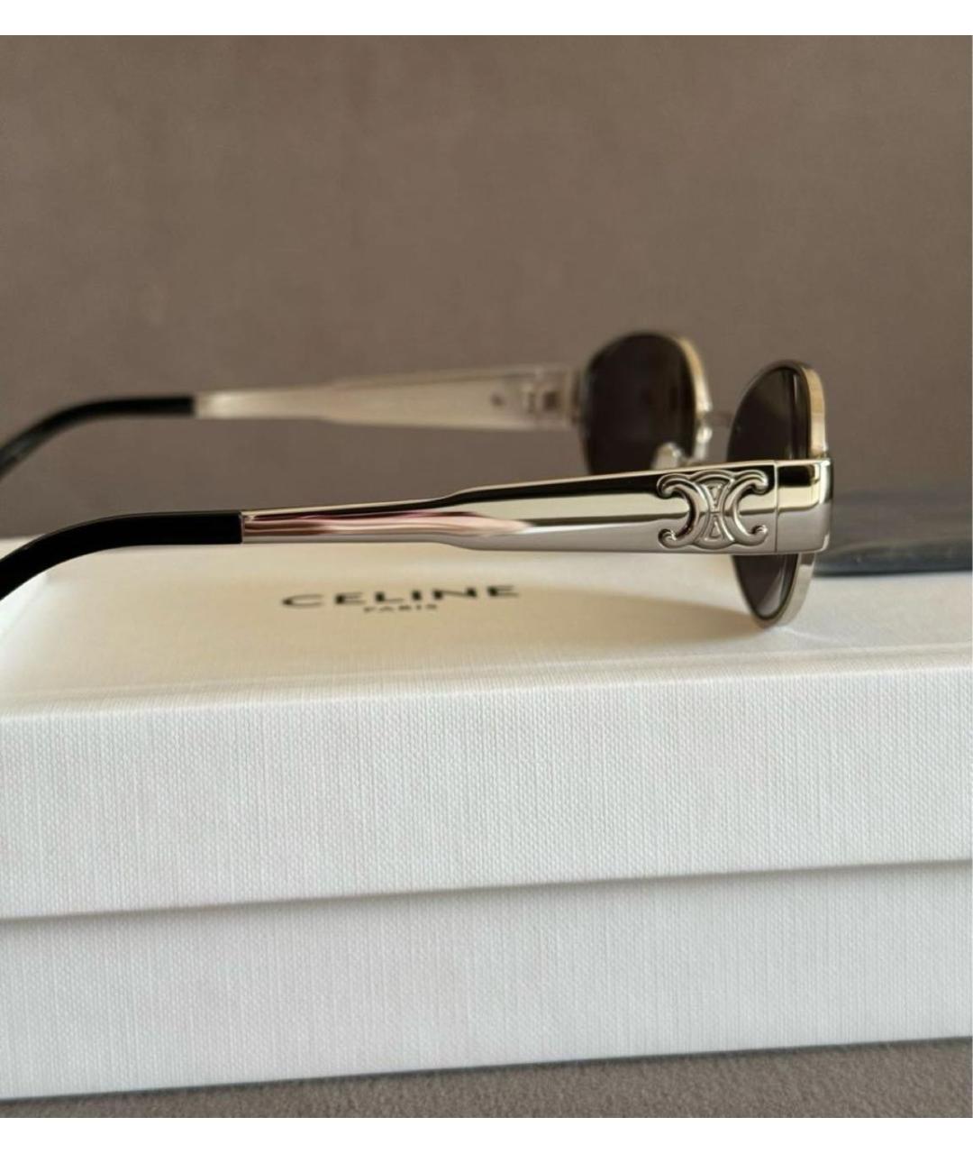 CELINE Серебряные металлические солнцезащитные очки, фото 5