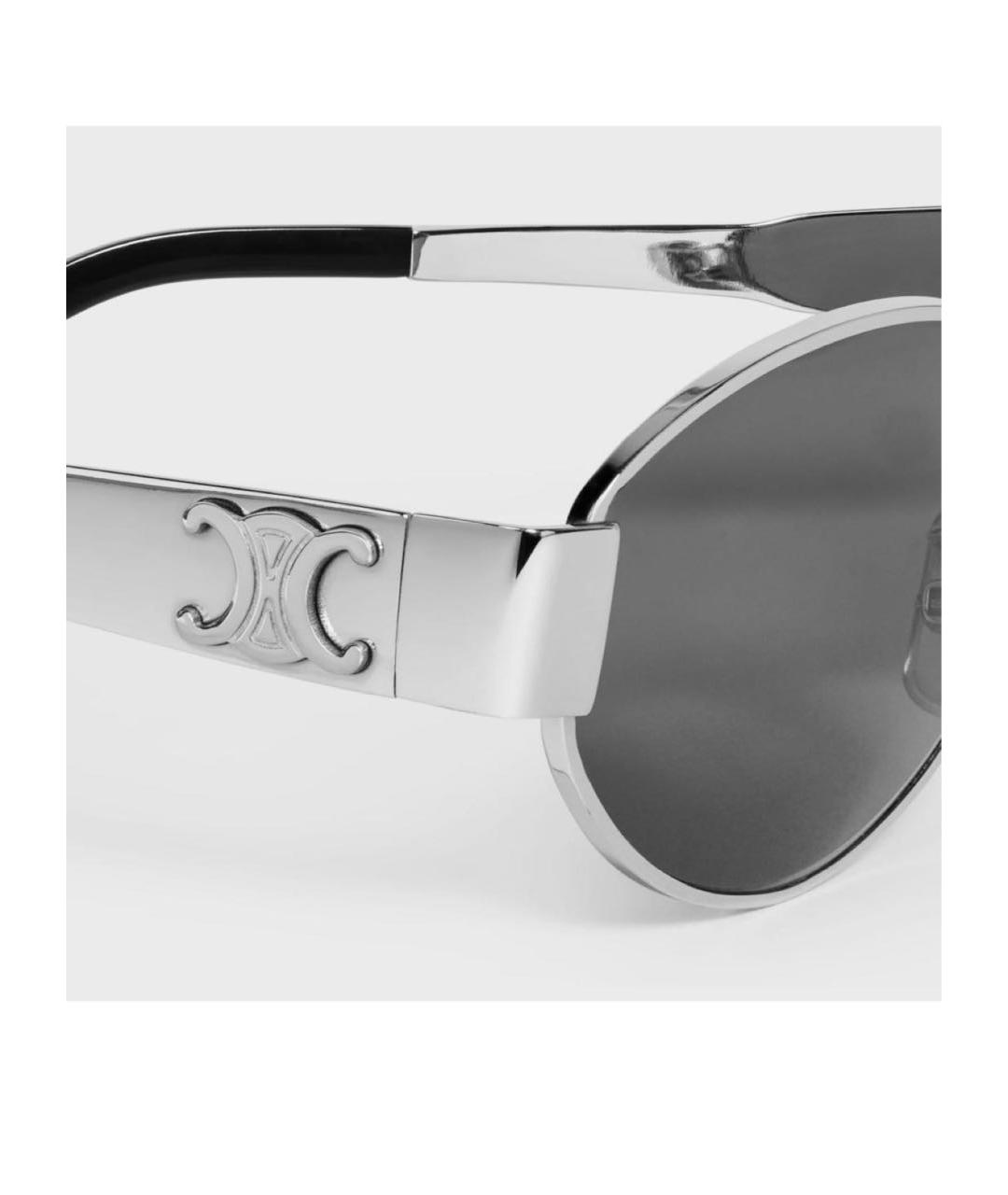 CELINE Серебряные металлические солнцезащитные очки, фото 3