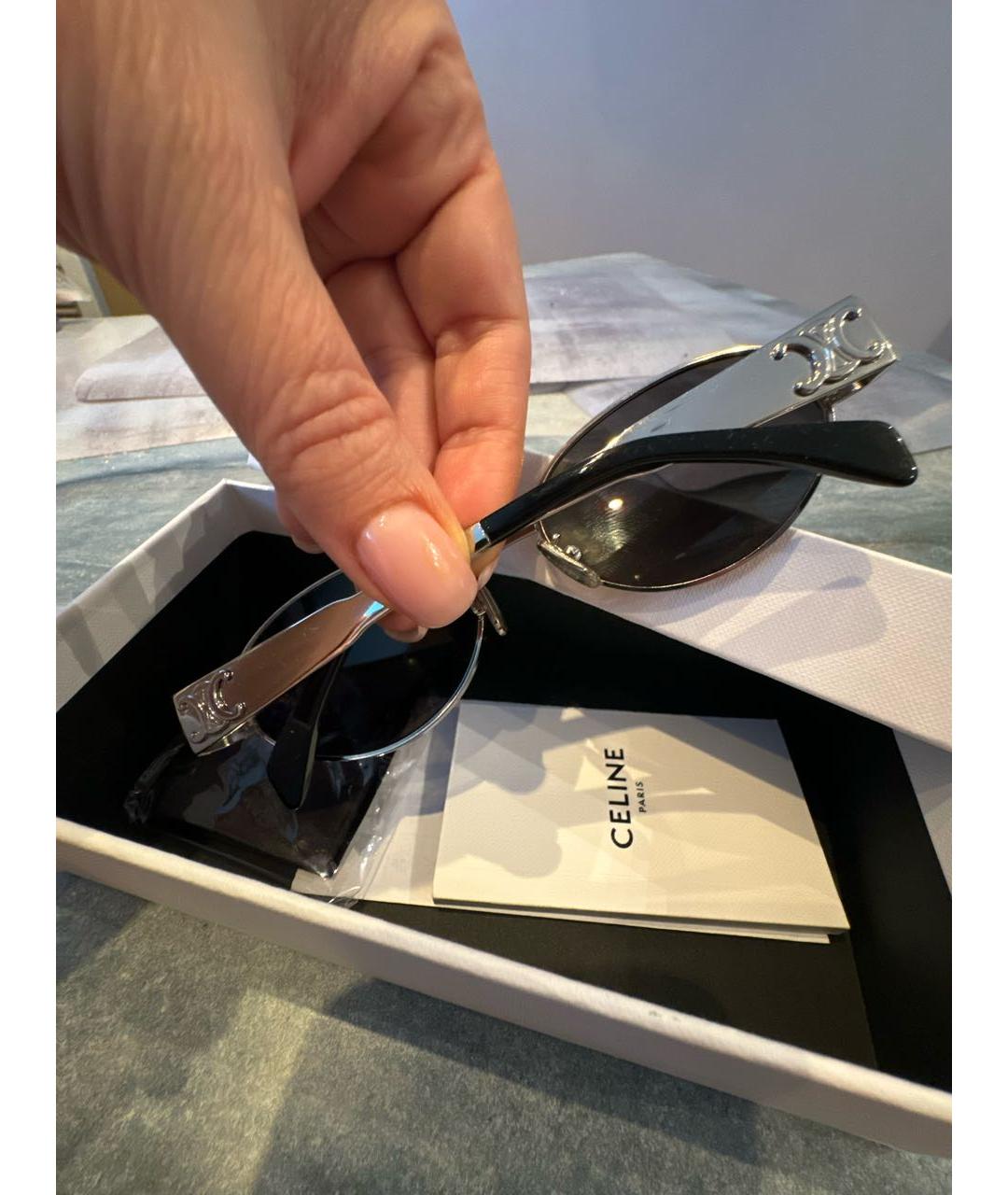 CELINE Серебряные металлические солнцезащитные очки, фото 6