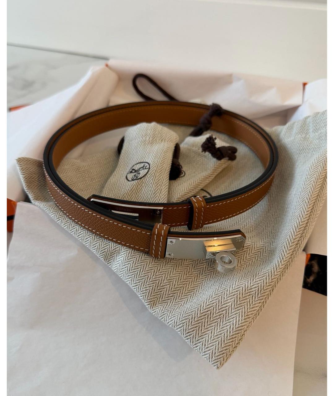 HERMES Коричневый кожаный ремень, фото 7