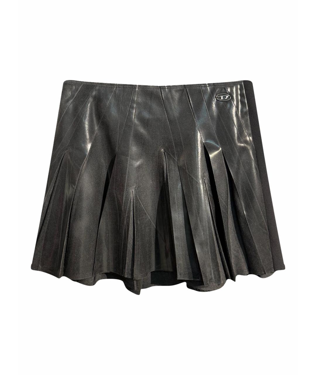 DIESEL Антрацитовая полиэстеровая юбка мини, фото 1