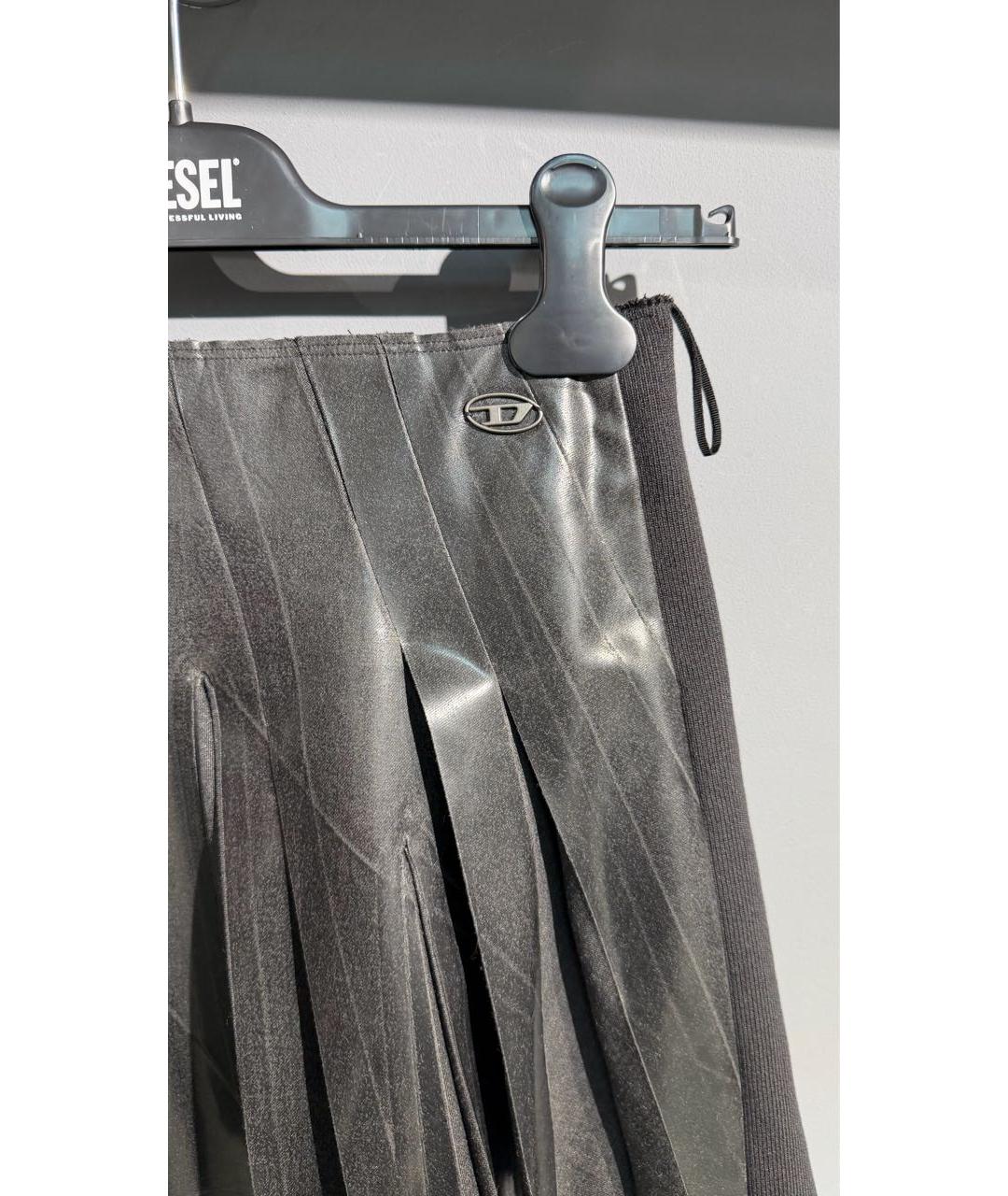 DIESEL Антрацитовая полиэстеровая юбка мини, фото 3