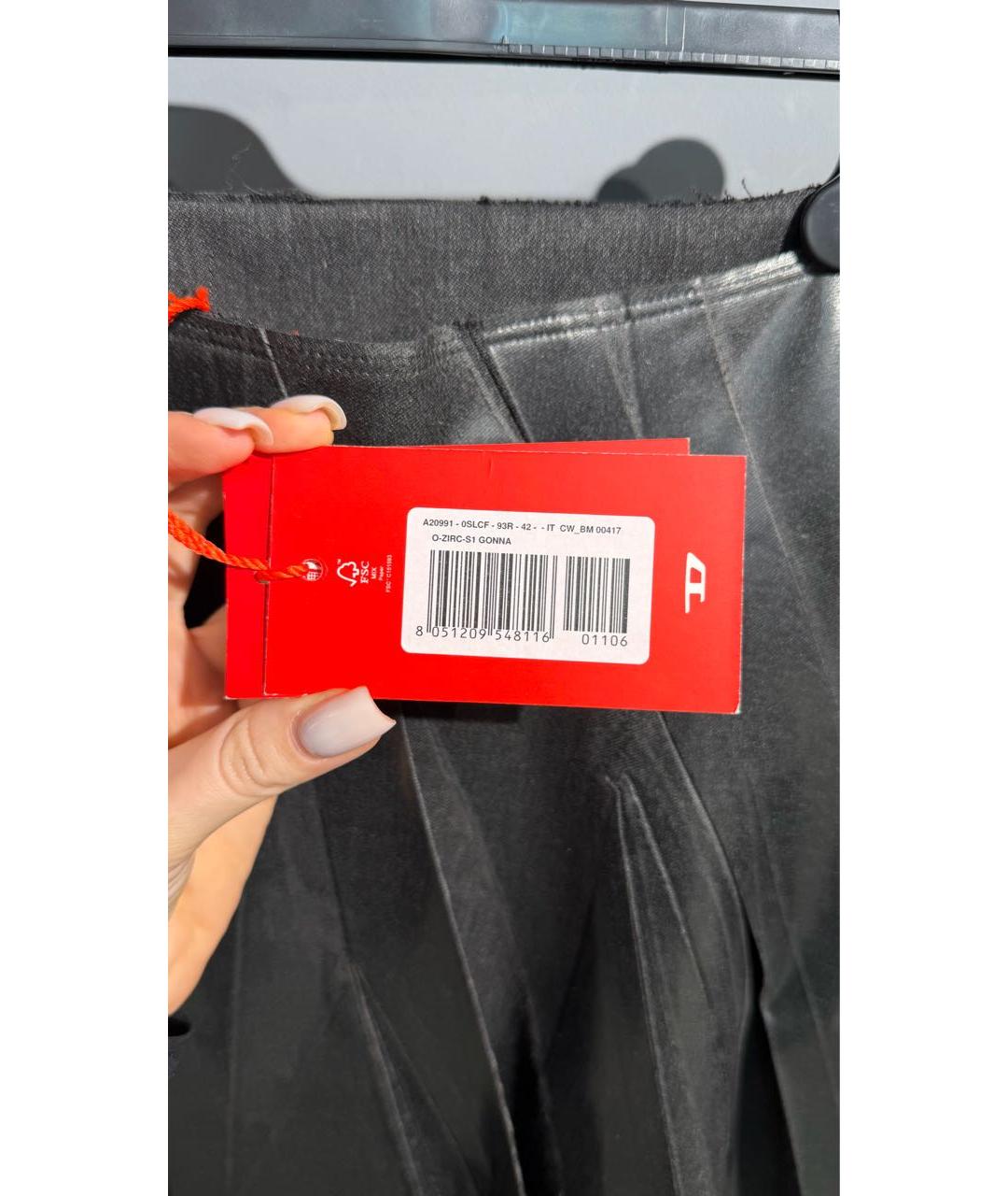 DIESEL Антрацитовая полиэстеровая юбка мини, фото 4