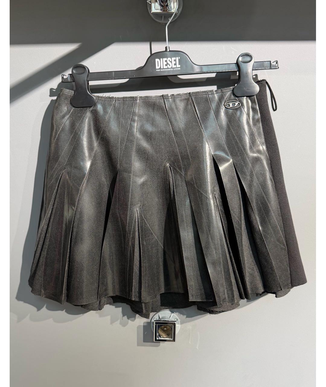 DIESEL Антрацитовая полиэстеровая юбка мини, фото 9