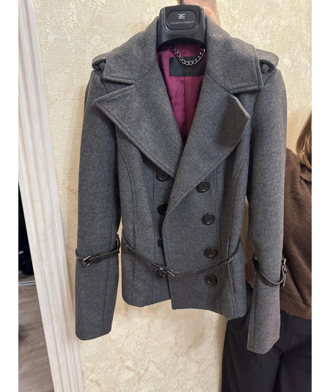 ELISABETTA FRANCHI Серая куртка, фото 5