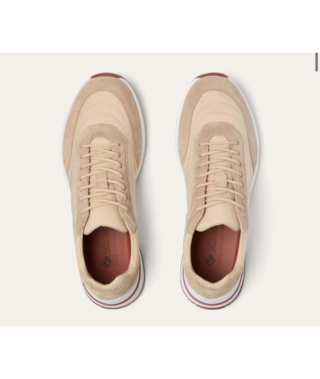 LORO PIANA Бежевые текстильные низкие кроссовки / кеды, фото 3