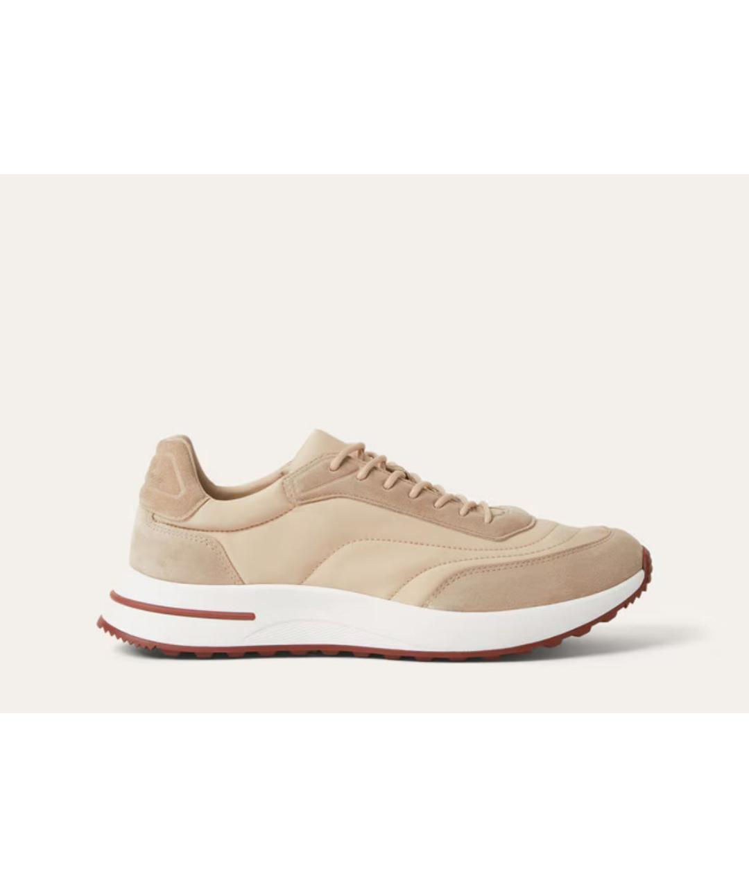 LORO PIANA Бежевые текстильные низкие кроссовки / кеды, фото 5