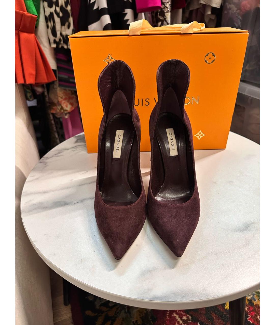 CASADEI Бордовые замшевые туфли, фото 2