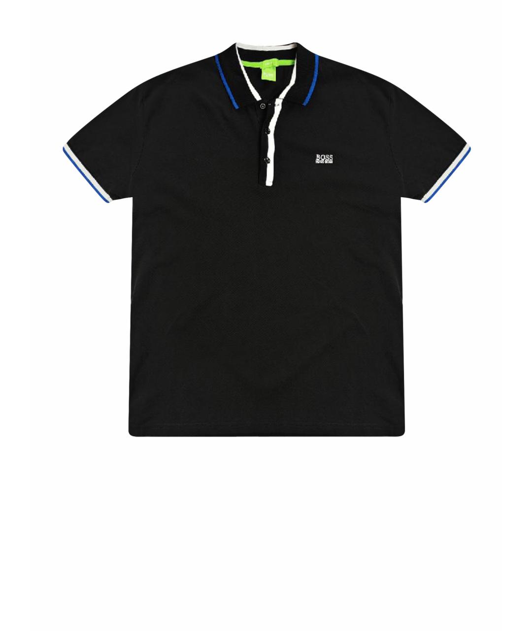 HUGO BOSS Черное хлопковое поло с коротким рукавом, фото 1