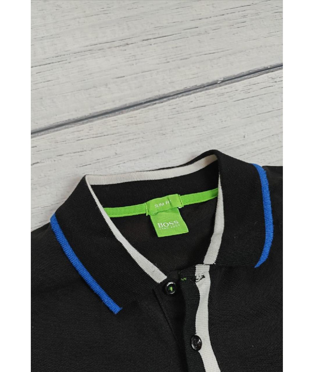 HUGO BOSS Черное хлопковое поло с коротким рукавом, фото 3