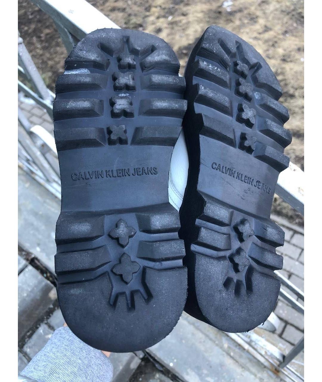 CALVIN KLEIN Белые кожаные ботинки, фото 8