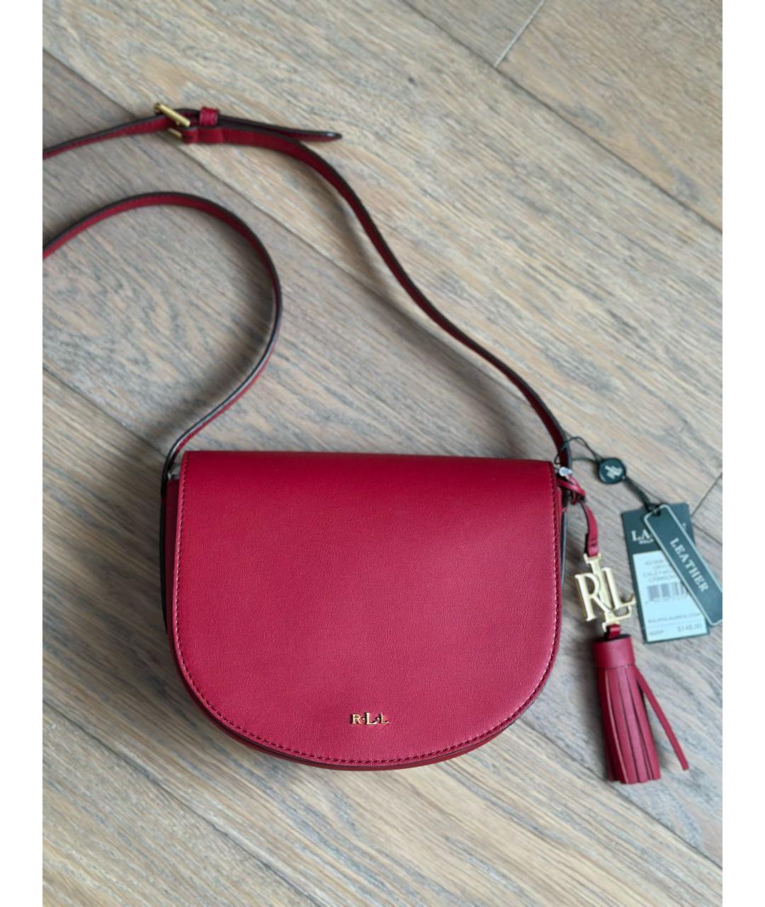 RALPH LAUREN Бордовая кожаная сумка через плечо, фото 8