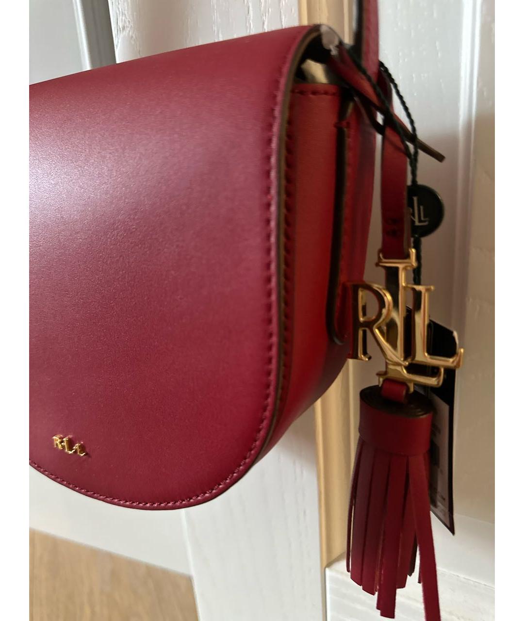 RALPH LAUREN Бордовая кожаная сумка через плечо, фото 4