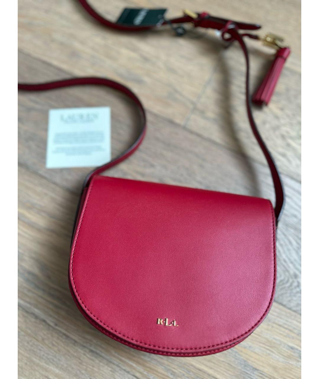 RALPH LAUREN Бордовая кожаная сумка через плечо, фото 6