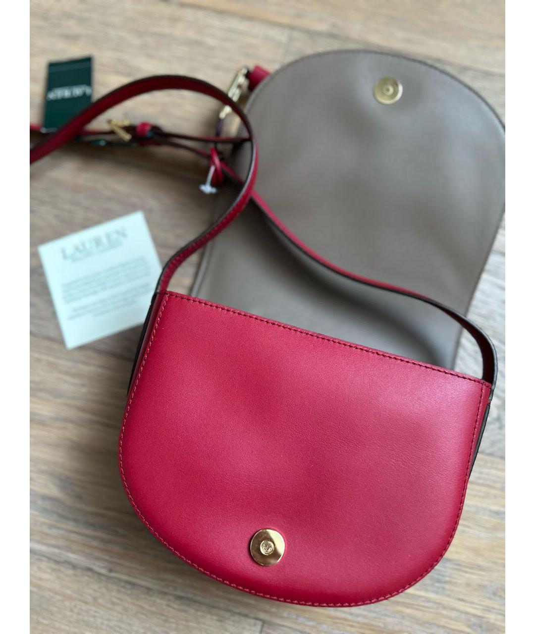 RALPH LAUREN Бордовая кожаная сумка через плечо, фото 2