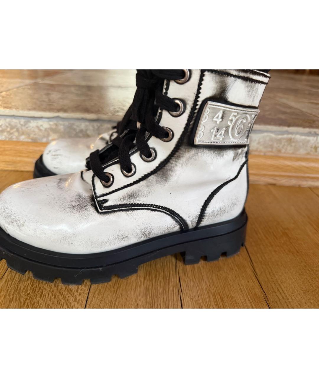 MAISON MARGIELA Белые кожаные ботинки, фото 7